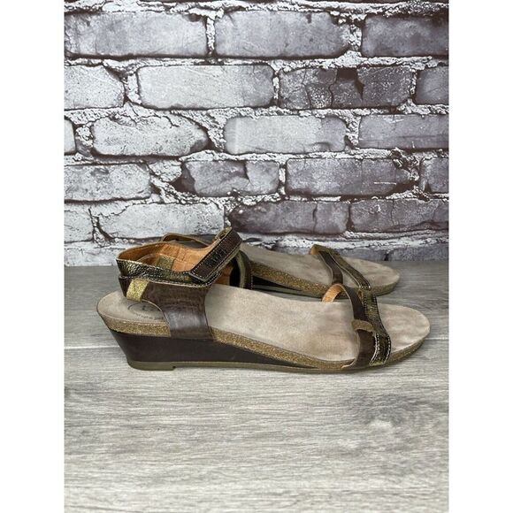 Taos Gold Brown Leather Ankle Strap Cork Wedge Sandals Women Sz 42EU/11M US - Picture 4 of 16